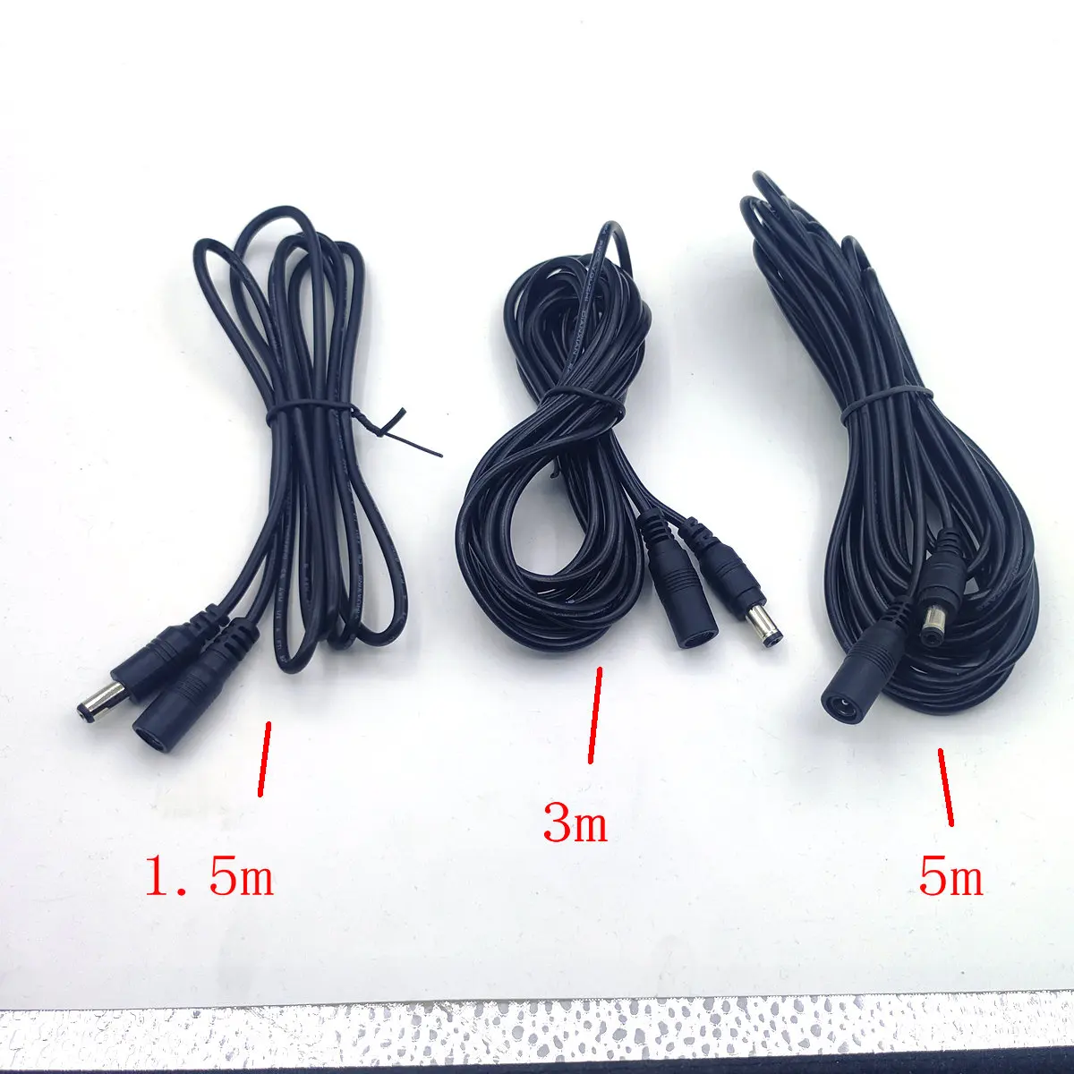 

100pcs DC 5A 12V 5.5X2.1 Female TO 5.5X2.1MM Male Power 22AWG /18AWG CABLE 1.5M/3M/5M