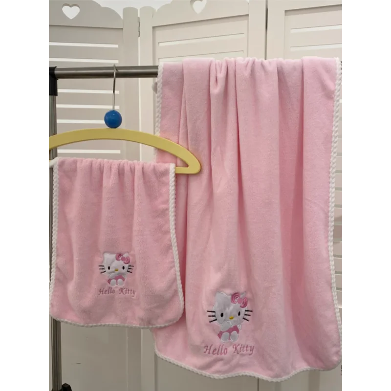 Anime Sanrio ręczniki kąpielowe dla ciała Hellokitty Kuromi melodia miękka twarz ręcznik z mikrofibry na siłownię sportowy szlafrok prysznic Spa