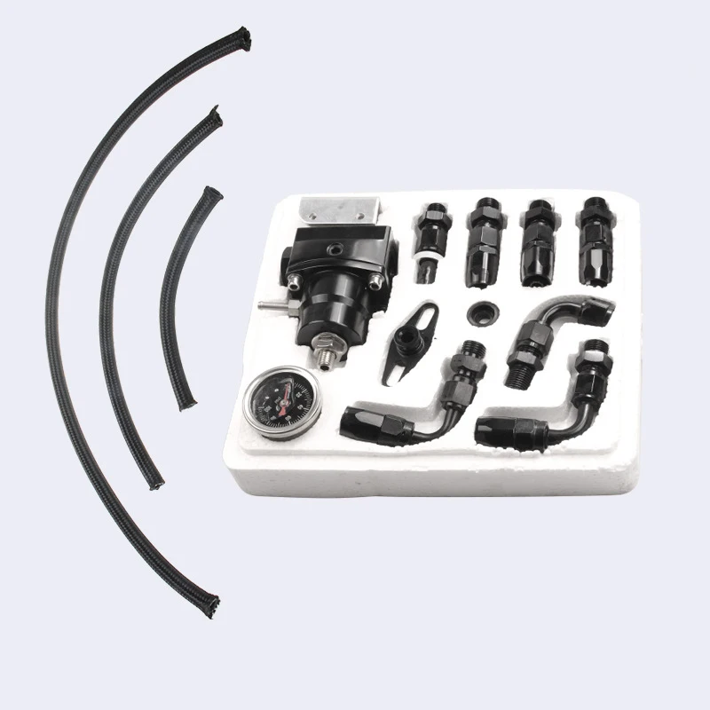 Black Red Car Fuel Pressure Regulator 160 PSI Set Adjustable Kit Auto Car Modified Racing Parts fuel pump regulator