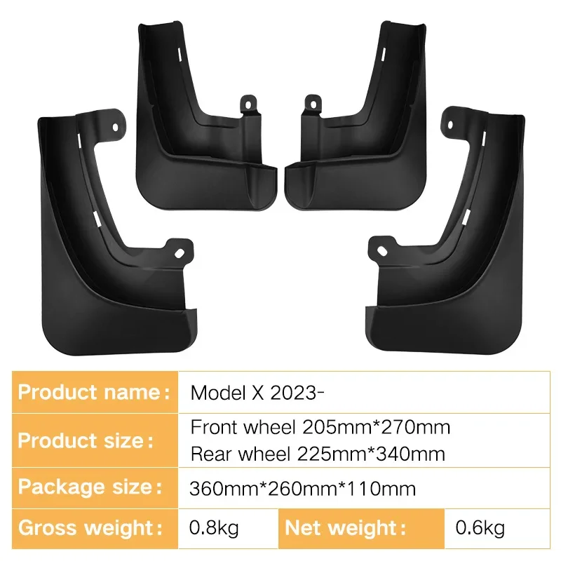 For Tesla Model X 2023 black car mudguard Reduce dust Resist tire dirt car accessories tools