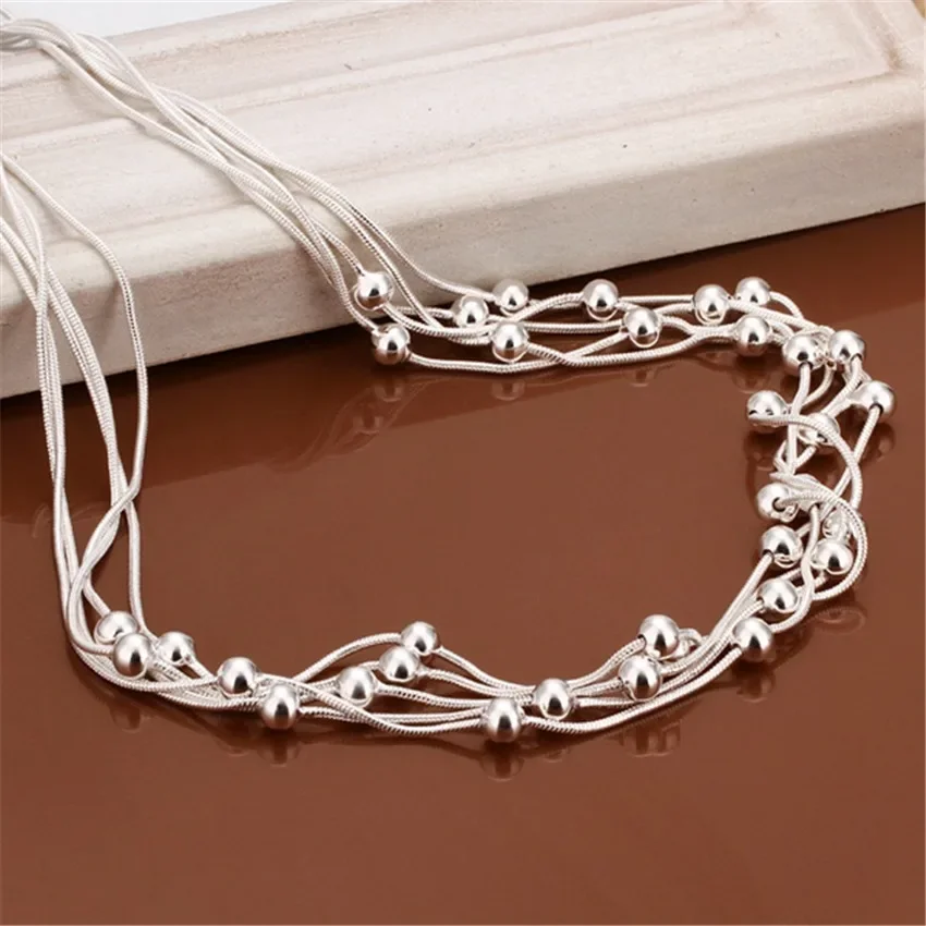 Hot Retro Charm 925 Sterling Silver Necklace for Women Lady Chain Solid Bead Fashion Trends Wedding Party Jewelry Gifts