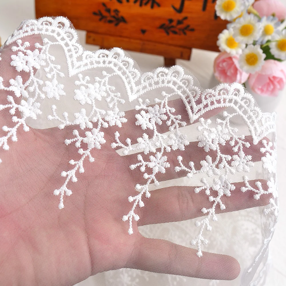 14cm Wide Flower Embroidered Lace Trim Ribbon For Dress Decoration Clothing DIY Crafts Supplies Needlework Sewing Accessories