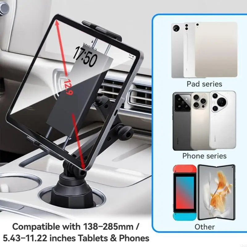2025 New Vehicle Cup Holder Tablets Holder With Swivels Base For Easy Viewing