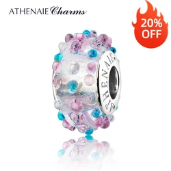 ATHENAIE S925 Sterling Silver Murano Authentic Glass Color Dots Charms Beads fit Bracelet Necklace Jewelry Gifts for Women