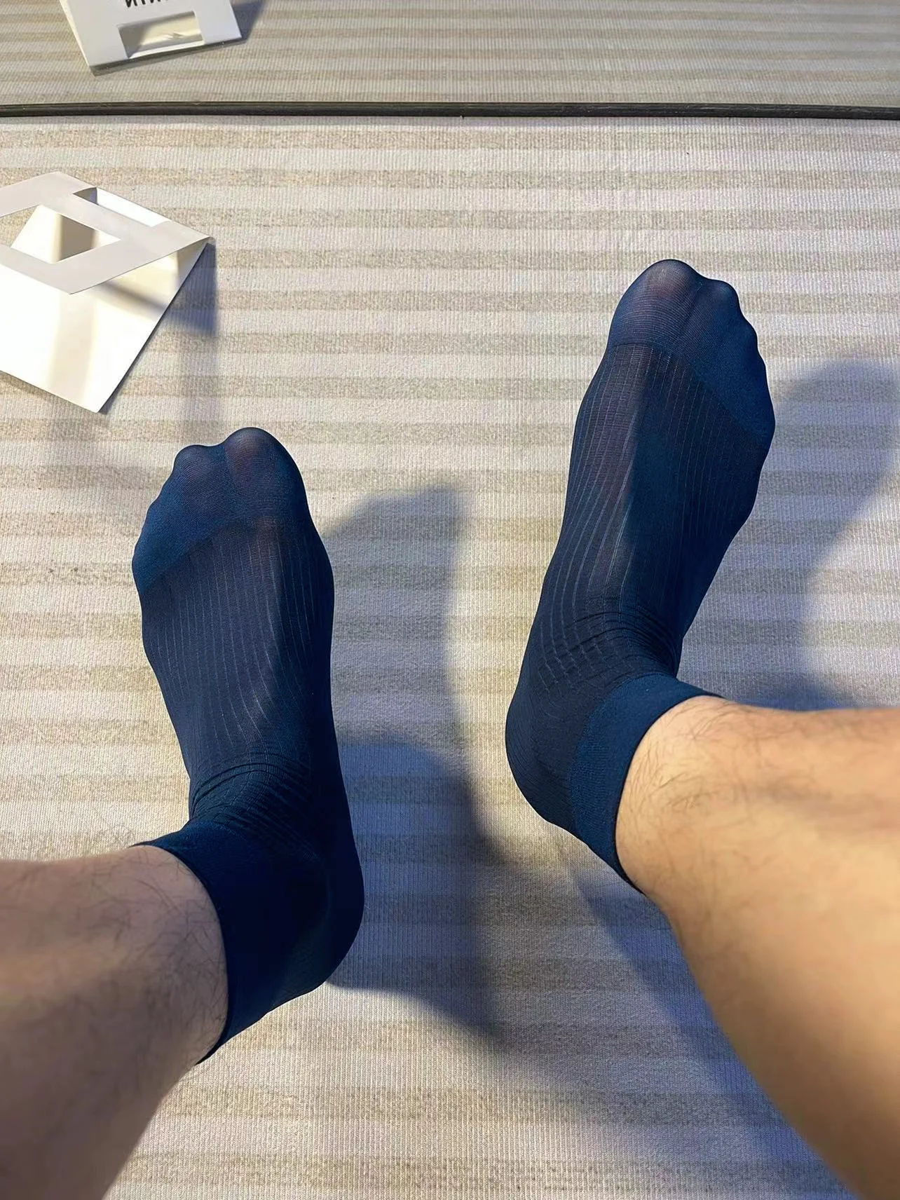 CLEVER-MENMODE Calcetines cortos para hombre, medias transparentes ultrafinas, vestido de negocios, medias de tubo, calcetines sexis transparentes y transpirables