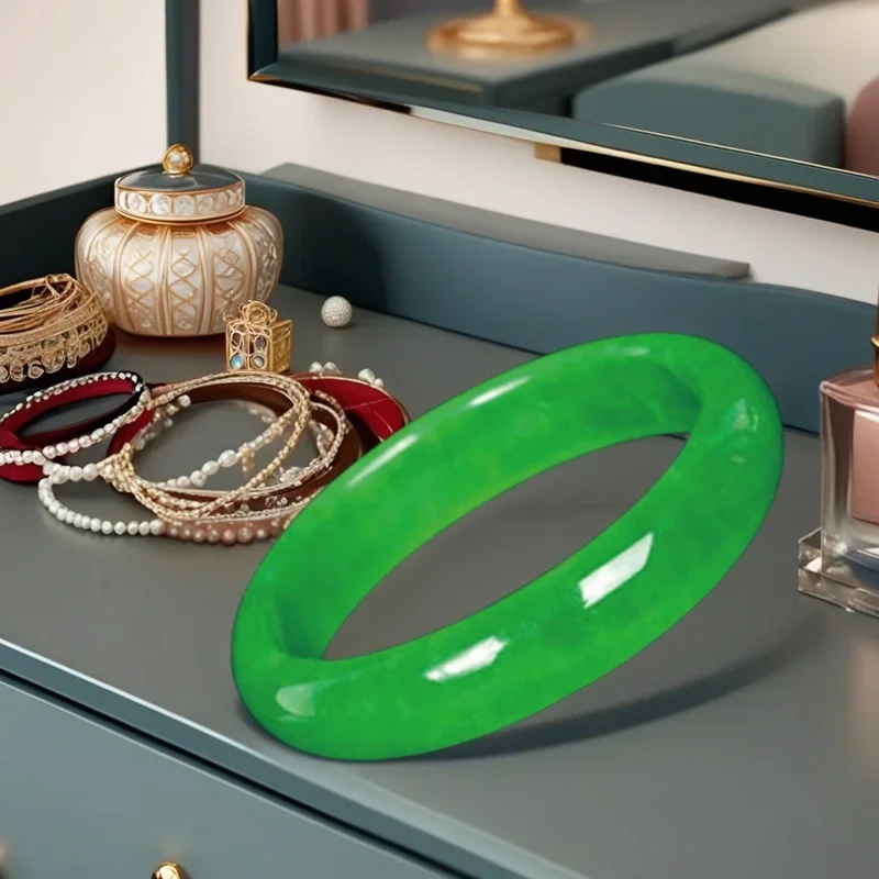 ارتفاع الجليد الإمبراطور الأخضر الجاديت سوار المرأة ميانمار اليشم الجليد الصف الزمرد مع شهادة سوار اليشم