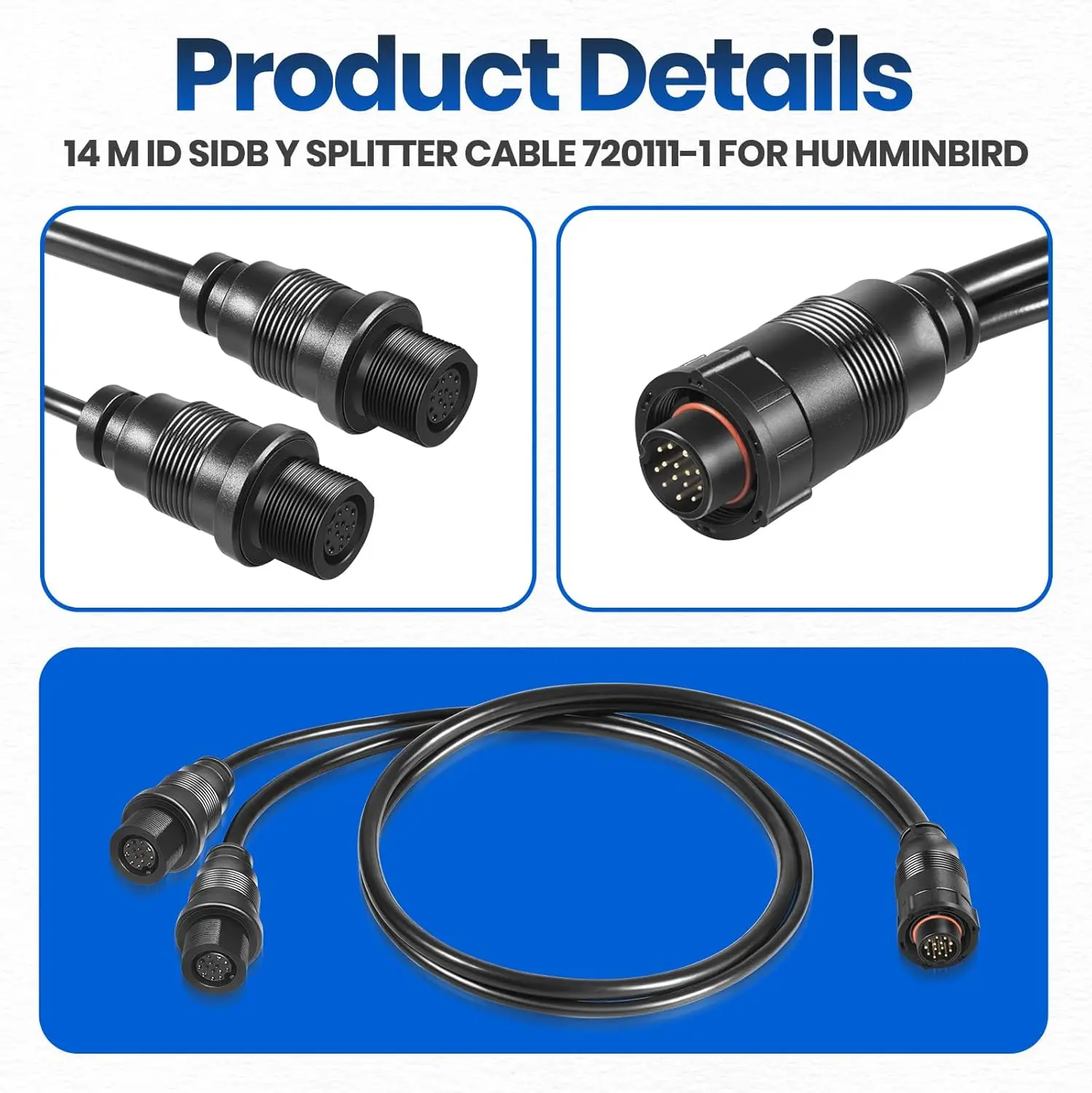 720111-1 Y-Splitterkabel für Humminbird SOLIX/APEX/XPLORE Fischfinder, verbindet Imaging 2D-Transducer, unterstützt Airmar 30-Zoll – Detail 9