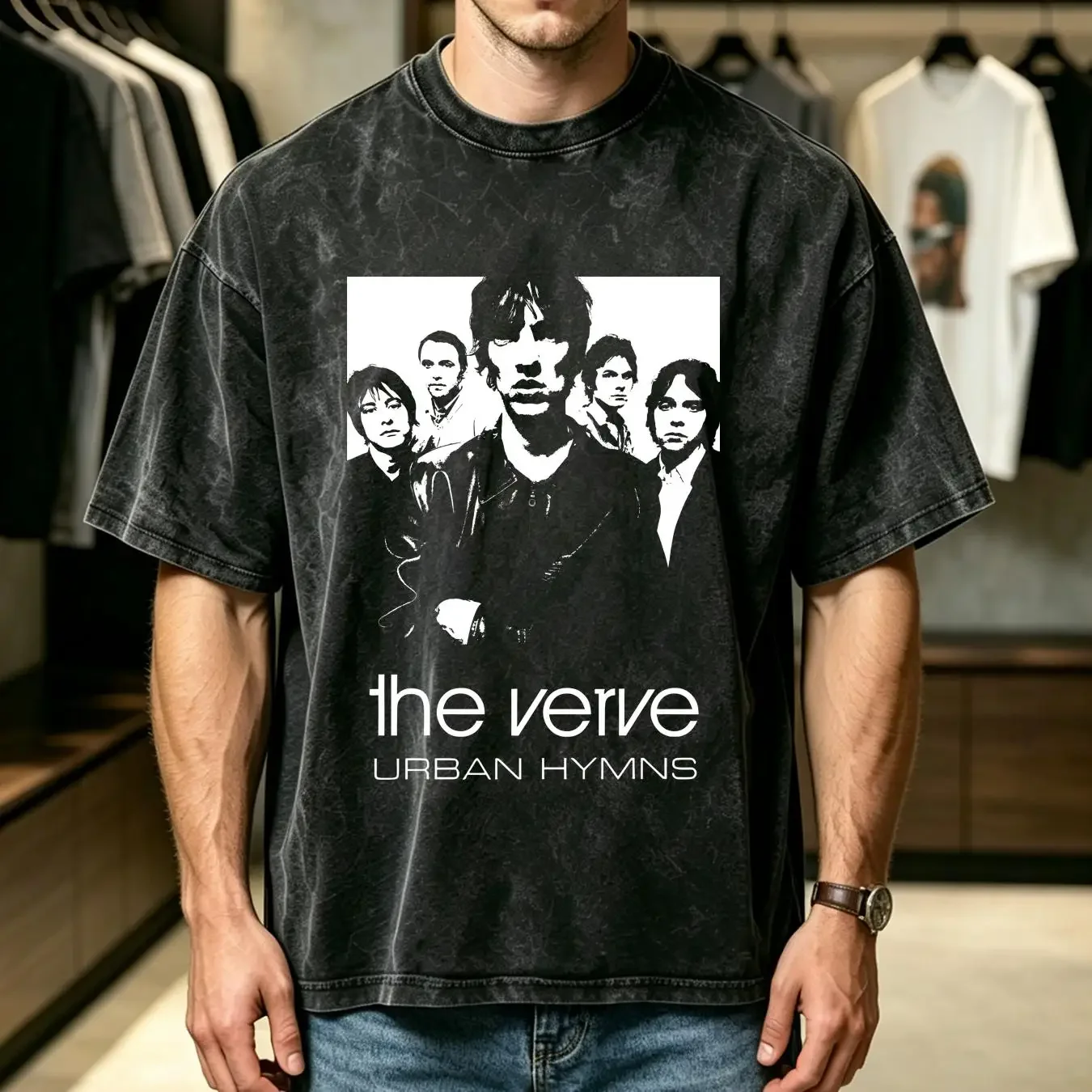washed T Shirt New The Verve Urban Hymns Rock Alternative England Band Classic S 2XL vintage Washed Stylish Soft Casual