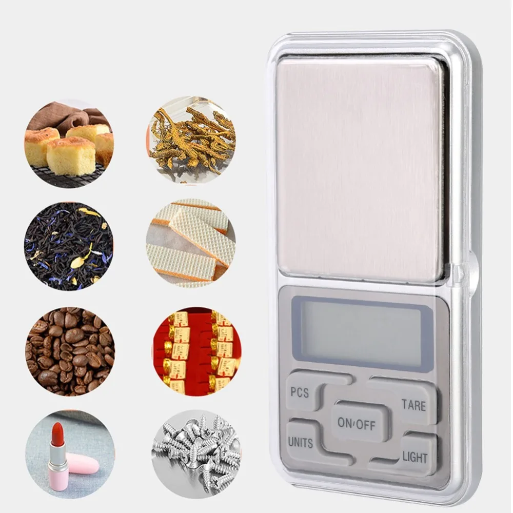 ABS Stainless Steel Digital Pocket Scale Silver 200g x 0.01g Mini Electronic Scale with Backlight LCD Display Jewelry Scale