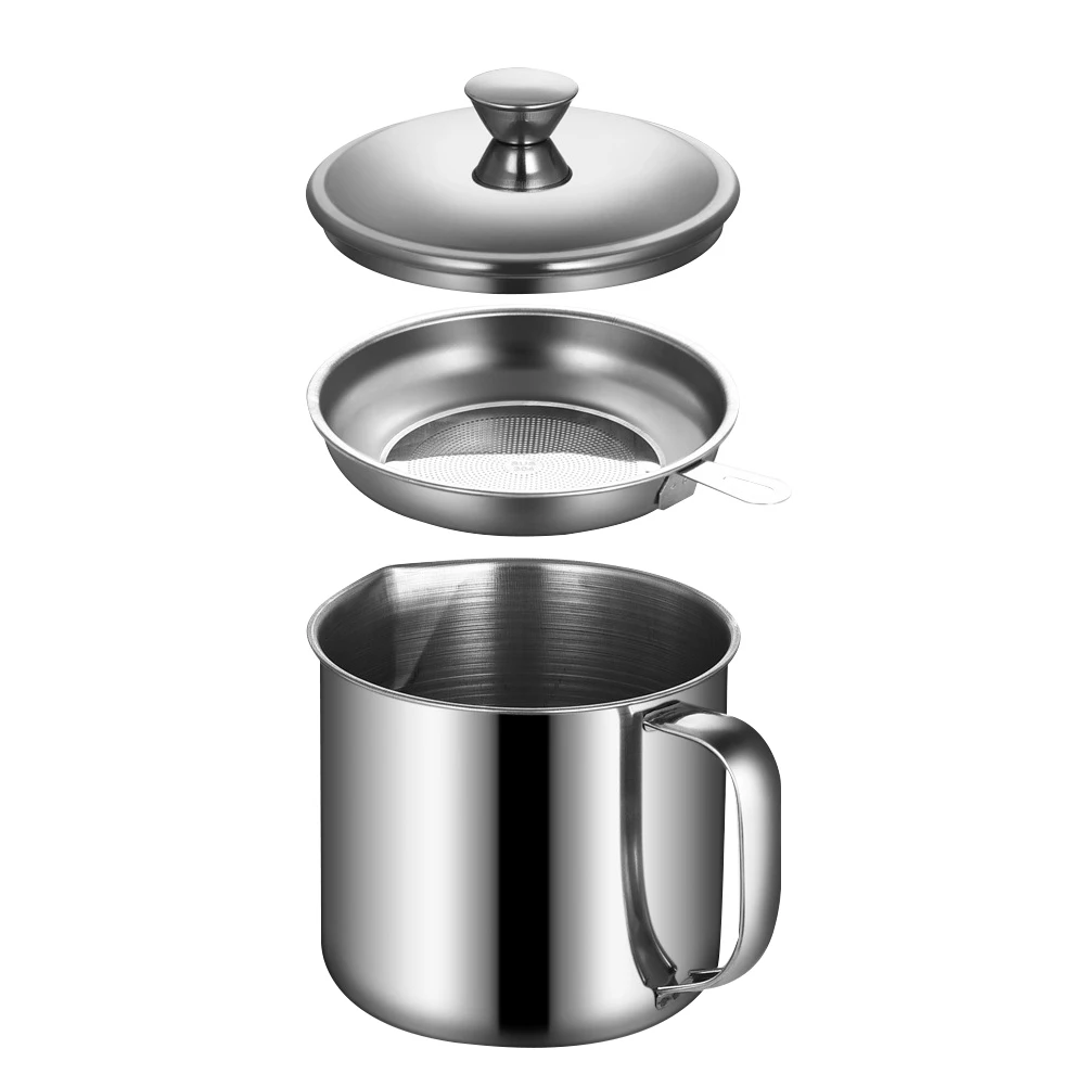 

Grease Strainer Container Stainless Steel Kitchen Oil Soup Separator Container Can Oil Filter Pot For Home Kitchen Gadget Supply