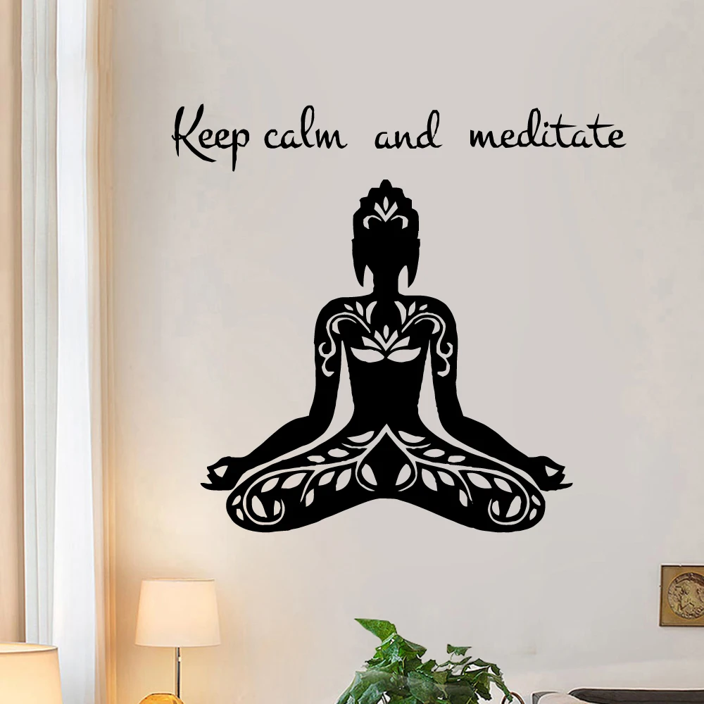 

Buddha Wall Sticker Vinyl Decor For Living Room Kid Room Decoration Fashion yoga wallstickers Mural Decal Stickers