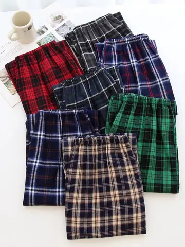 1 पीस पुरुषों के लिए स्लीपवियर प्लेड पायजामा बॉटम्स घर पर प्लस साइज़ बॉक्सर ब्रीफ पुरुषों के लिए हाई वेस्ट एलो पैंट कॉटन स्लैक्स स्लीप बॉटम्स 8 best sales पुरुषों के पायजामा पैंट - №4