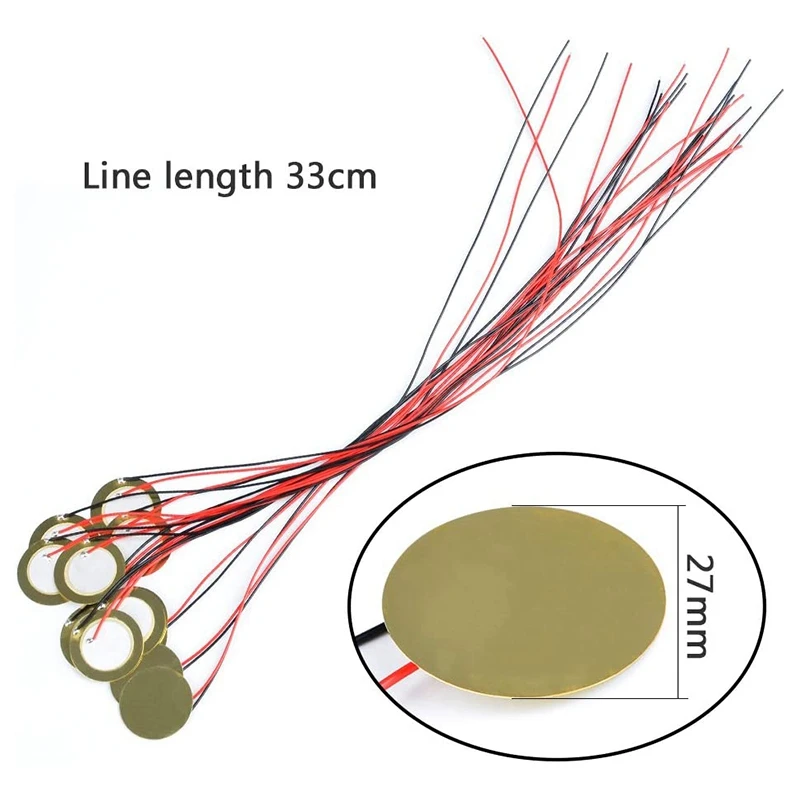 Top-15 шт. 27 мм пьезодиски с проводами микрофонный барабан триггер акустический звукосниматель для акустической гитары