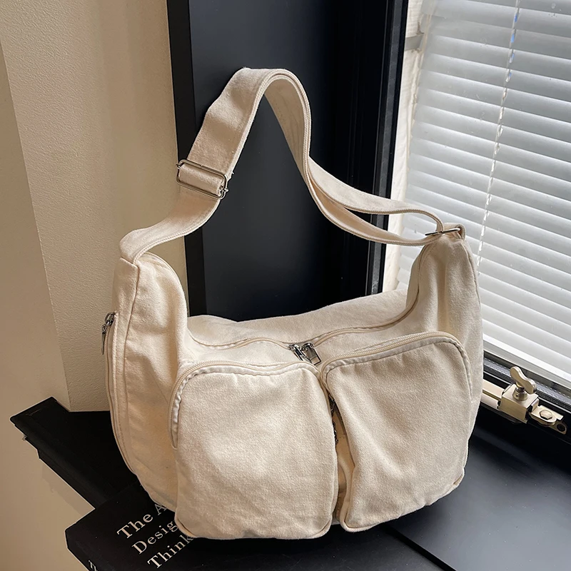 

Женские холщовые сумки-тоут большой вместимости, высококачественные однотонные сумки через плечо, модные женские сумки-мессенджеры, сумки-кроссбоди