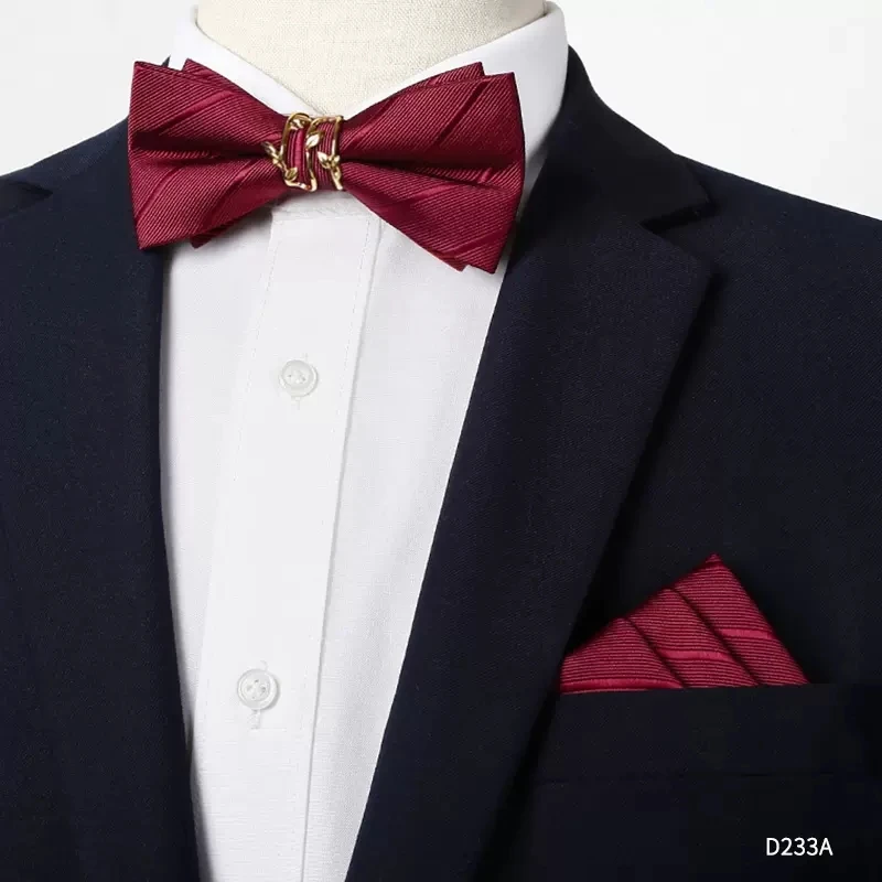 High-grade Men's Striped Metal Bow Ties Wedding Party Ceremony Banquet Butterfly Korean Style Navy Red Bowknot Groom Accessories