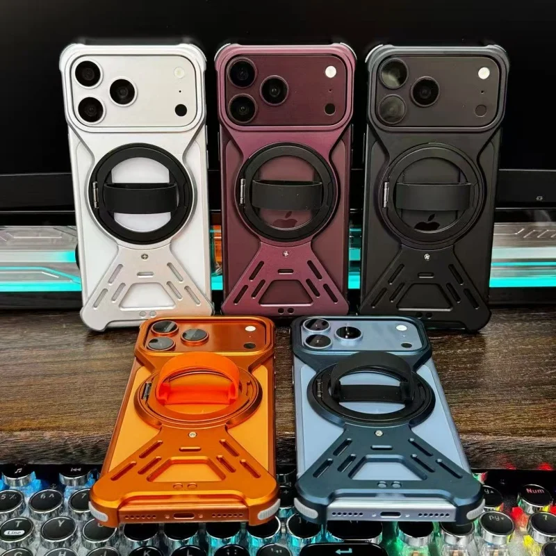 Magnetic Metal Armor Removable Rimless Case For Apple iPhone 18 Pro 18 Pro Max 17 Pro Max 17 Pro Shockproof Aluminum Phone Cover