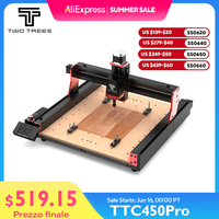 Twotrees TTC450 Pro 4-Axis Wood Router Metal Cutting and Engraving CNC Router CNC Milling Machine DIY Laser Engraver cnc tools