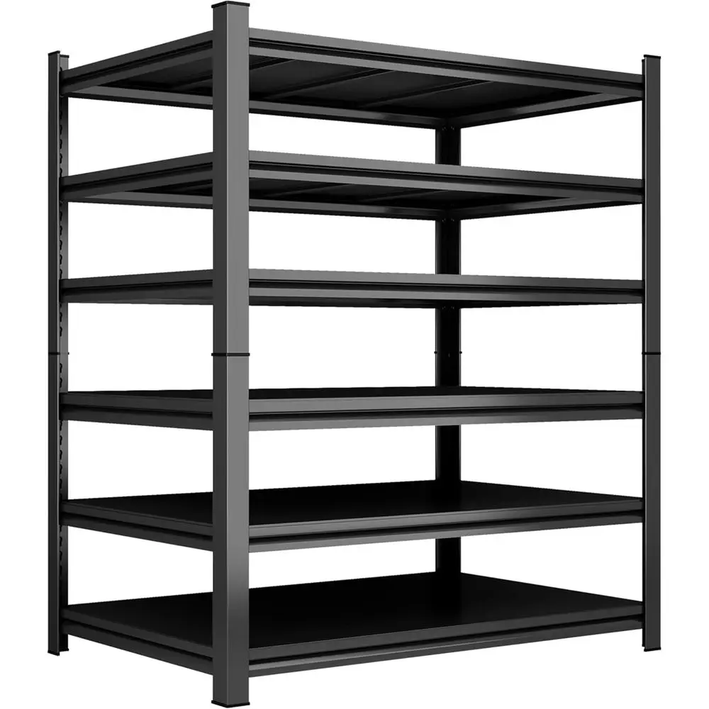 

Heavy-Duty 6-Tier Adjustable Garage Storage Shelves, 3000 lbs Capacity, 78H x 46W x 16D, Black