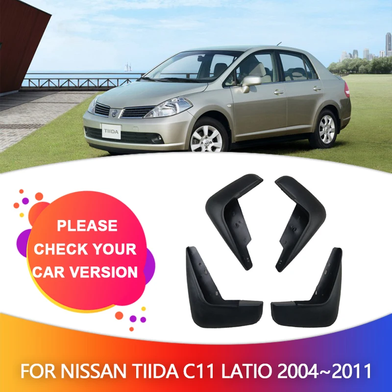 Car Mudflaps Fender for Nissan Tiida C11 Latio Versa Sedan 2004~2011 Mudguards Flap Splash Mud Flares Guards Cover Accessories