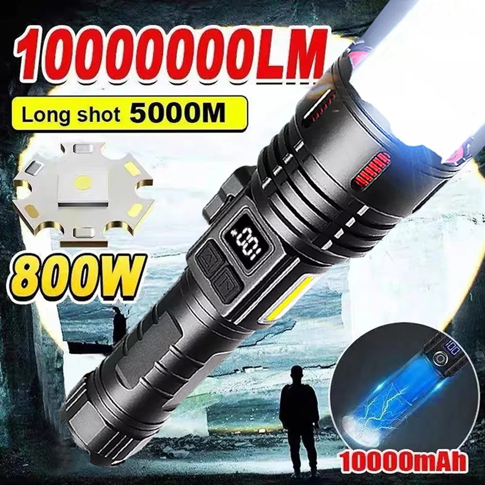 10000000LM Most Powerful Flashlight Usb Rechargeable Led Torch Strong Light Military Tactical Flashlights With Magnet Lantern