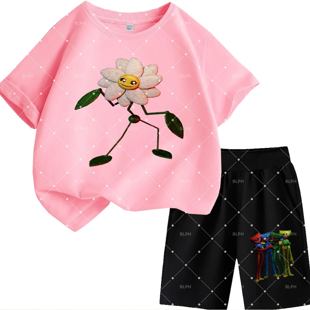 

Милый комплект детских футболок с цветочными персонажами в стиле Poppy Playtime: удобные и веселые для малышей