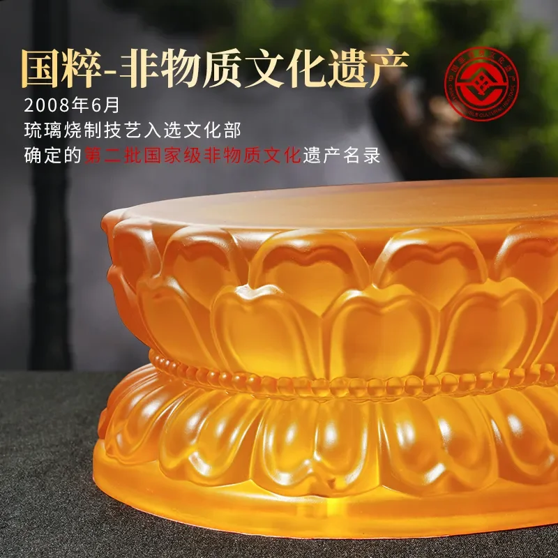 Ancient water glazed lotus base double-layer Guanyin base household living room Buddha statue supply table Buddha desktop