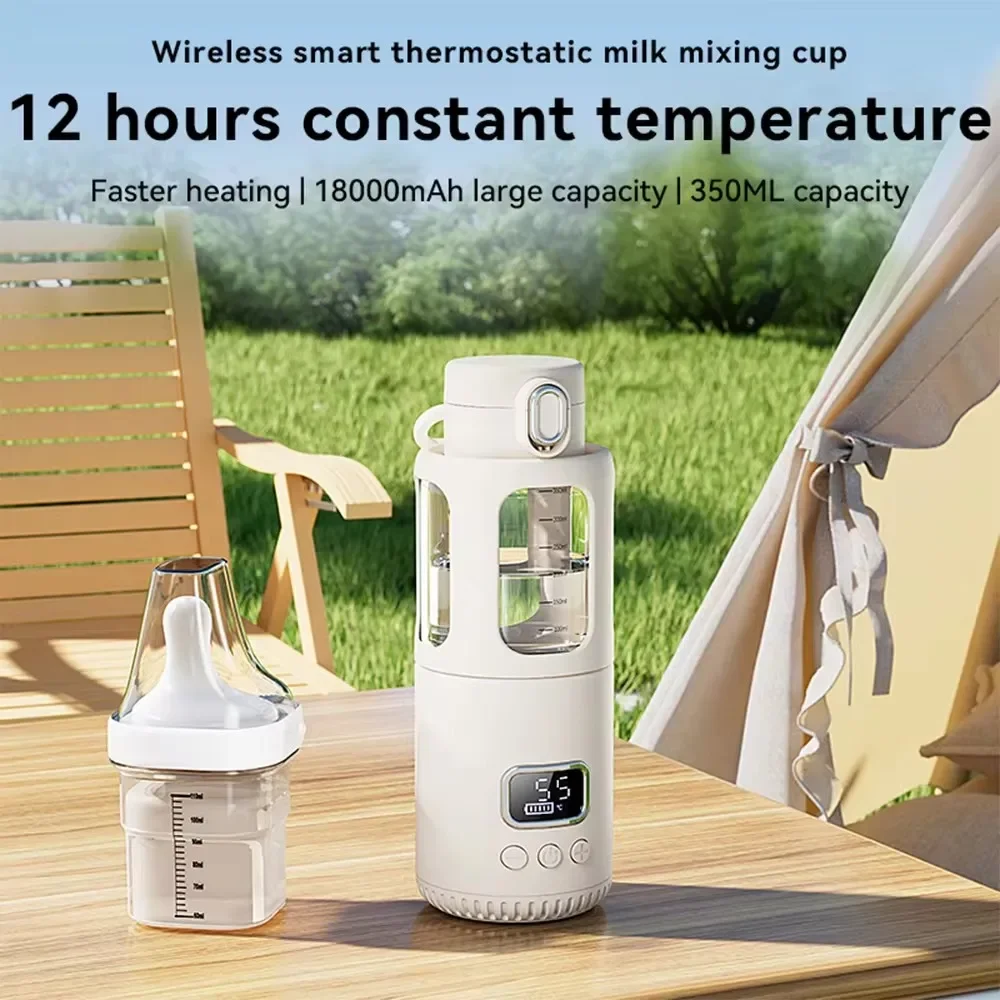 

Portable Glass Water Warmer for Baby Formula 37-55℃ Adjustable Temperature Wireless Instant Water Warmer Electric Kettle