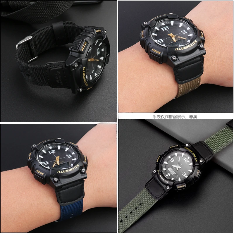 For Casio Electronic Watch AQ-S810W Black AEQ-110 Army Green MCW-200H Fold Buckle Convex Interface Nylon Canvas Men Watch Strap