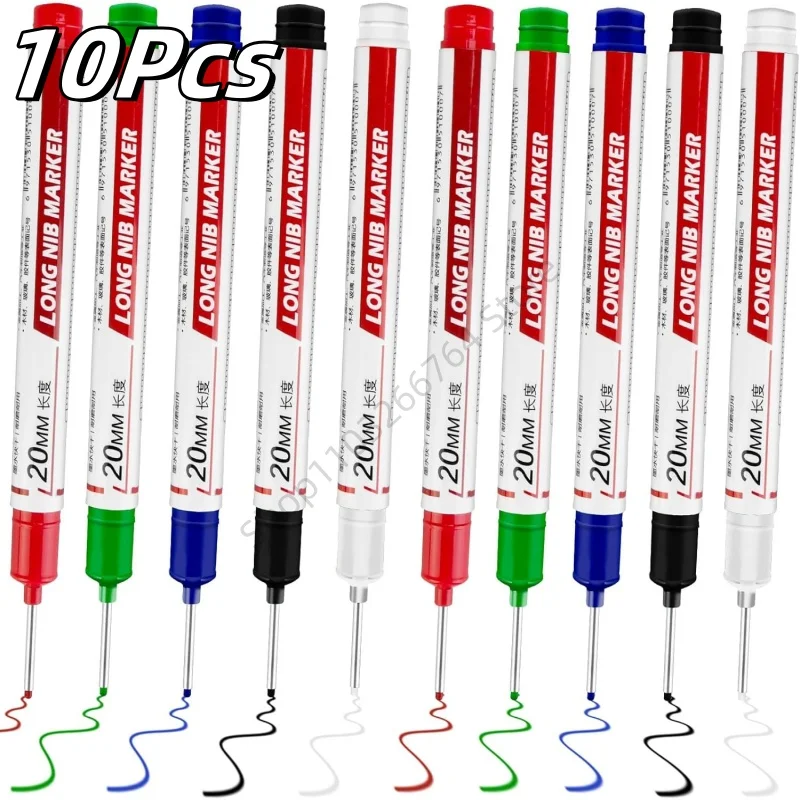 10 Teile/satz 20mm Mehrzweck Tiefe Loch Lange Spitze Kopf Marker Metall Perforieren Stift Wasserdichte Holzbearbeitung Dekor Werkzeuge