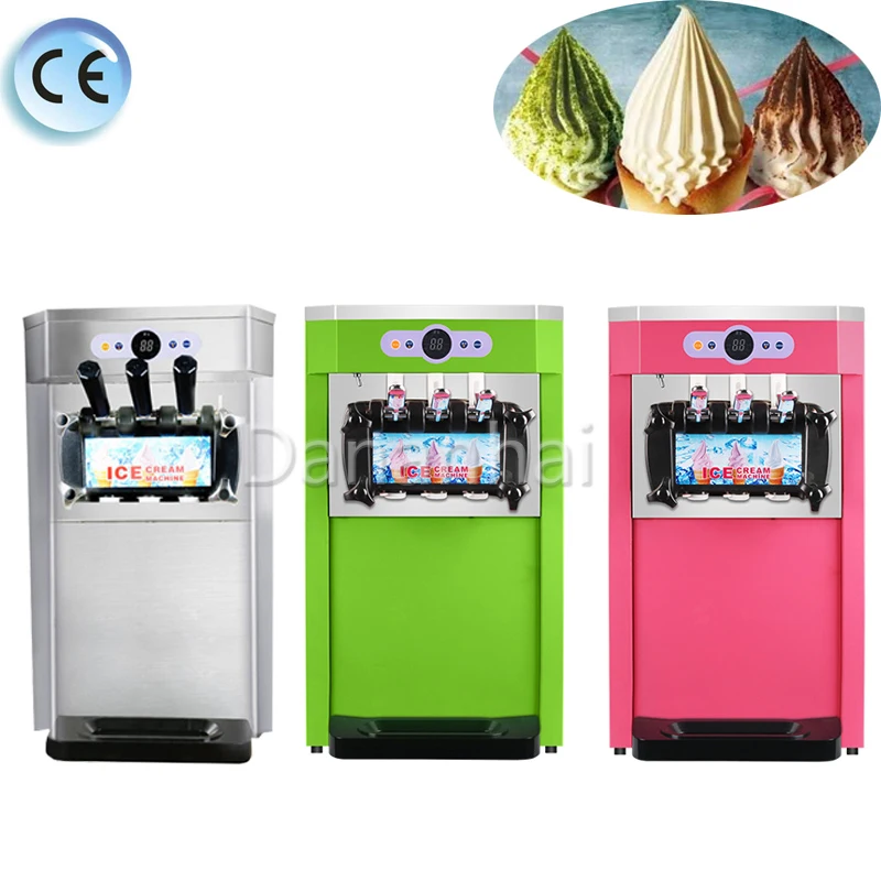 Three Flavors Of Soft Ice Cream Machine, Multifunctional And Portable Small Strawberry Sundae Machine