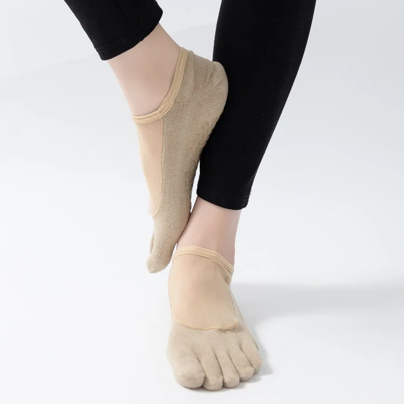 Pilates Full Toe Sock Women Yoga Accessories Mesh Non-slip Silicone No-show Five Toes Sock Sports Socks