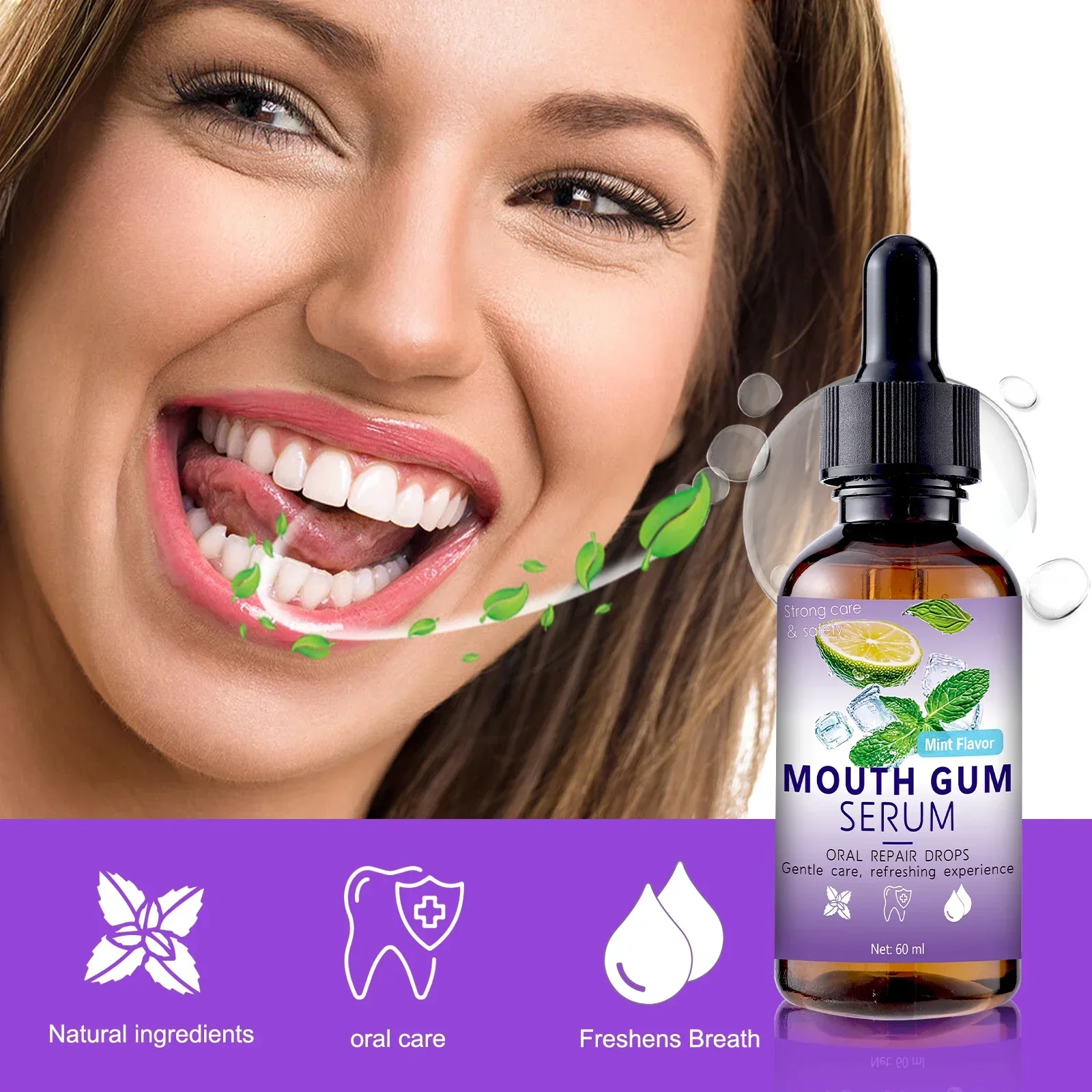 

60ML Gum Repair Drops Relieve Receding Gingival Swelling Gum Cleaning Care Oral Periodontal Hygiene Remove Cleaning Toothpaste