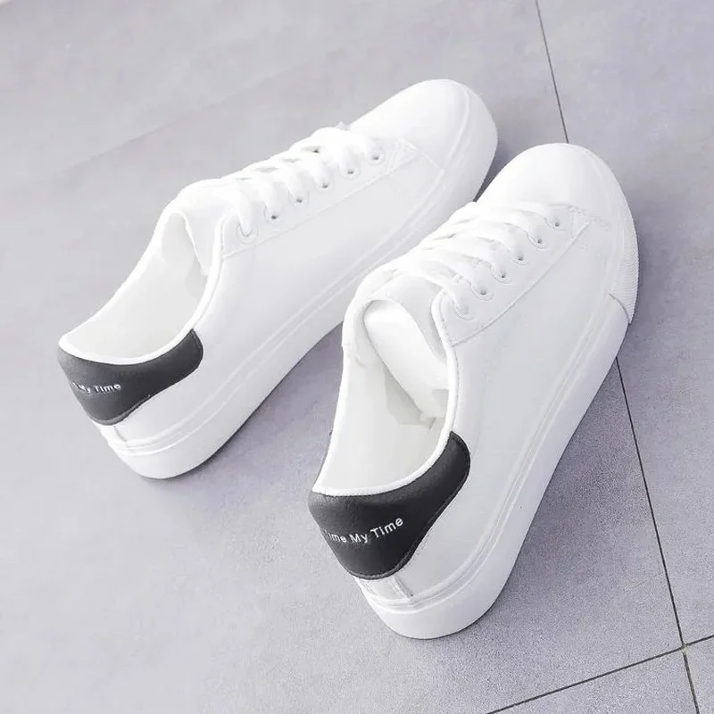 Fashion Shoes Women\'s Vulcanize 2024 New in Casual Classic Solid Color PU Leather Shoes Woman Casual White Shoes Sneakers