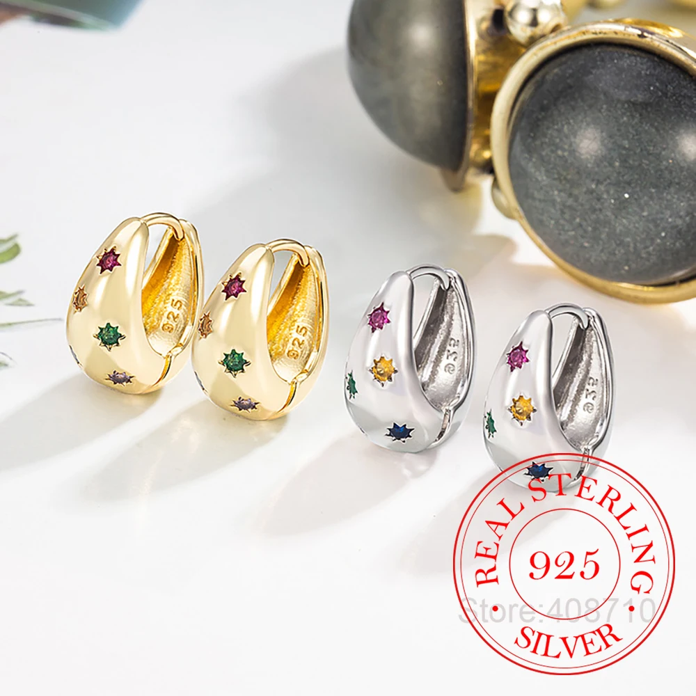 925er Sterlingsilber-Schmuck, bunte Kristall-Creolen für Frauen, Hochzeit, Party, Schmuck für Mädchen, Freund, Geschenk