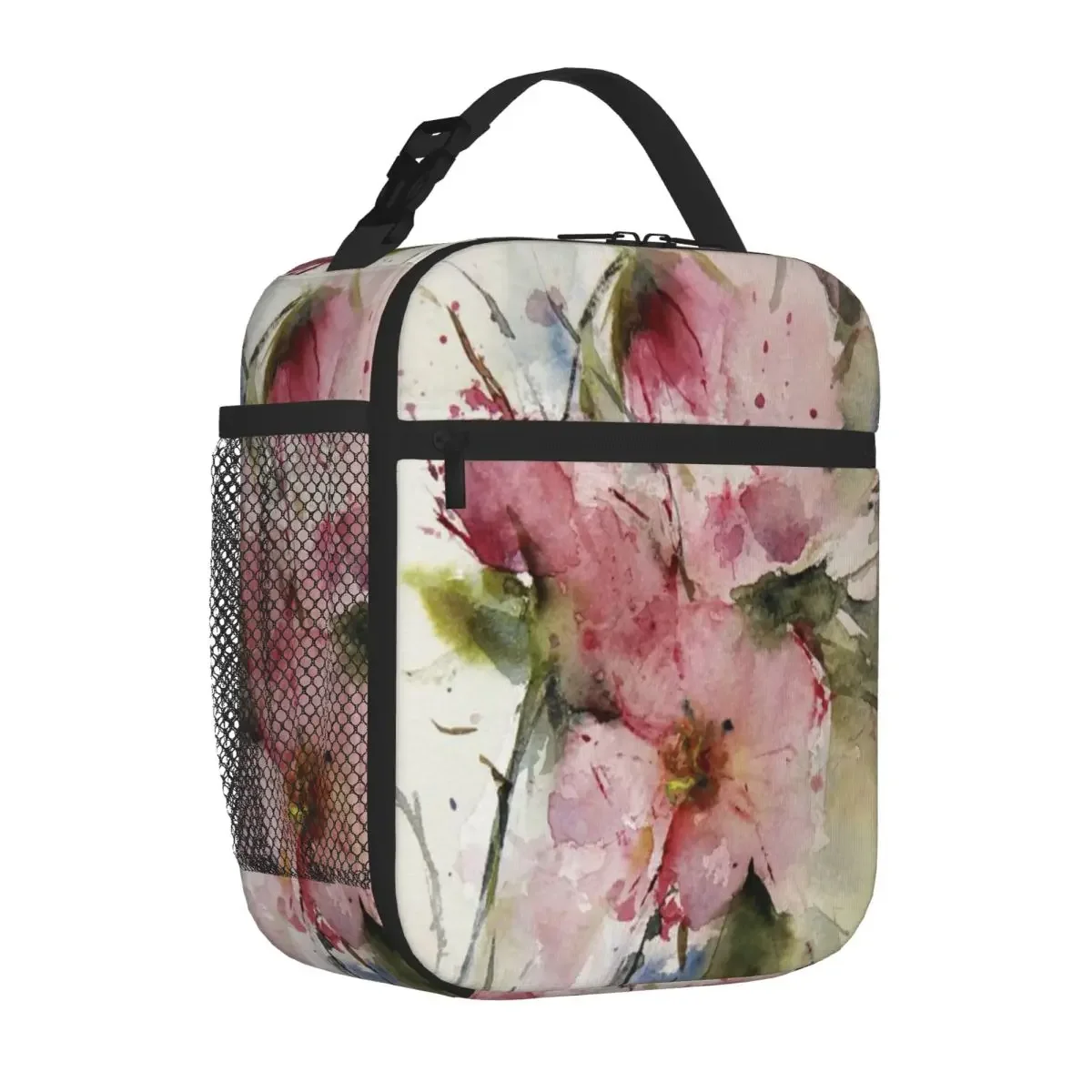 Hot Sale Watercolor Flowers From Arcen Plaid Lunch Bag Field Work Meal Small Lunch Bag