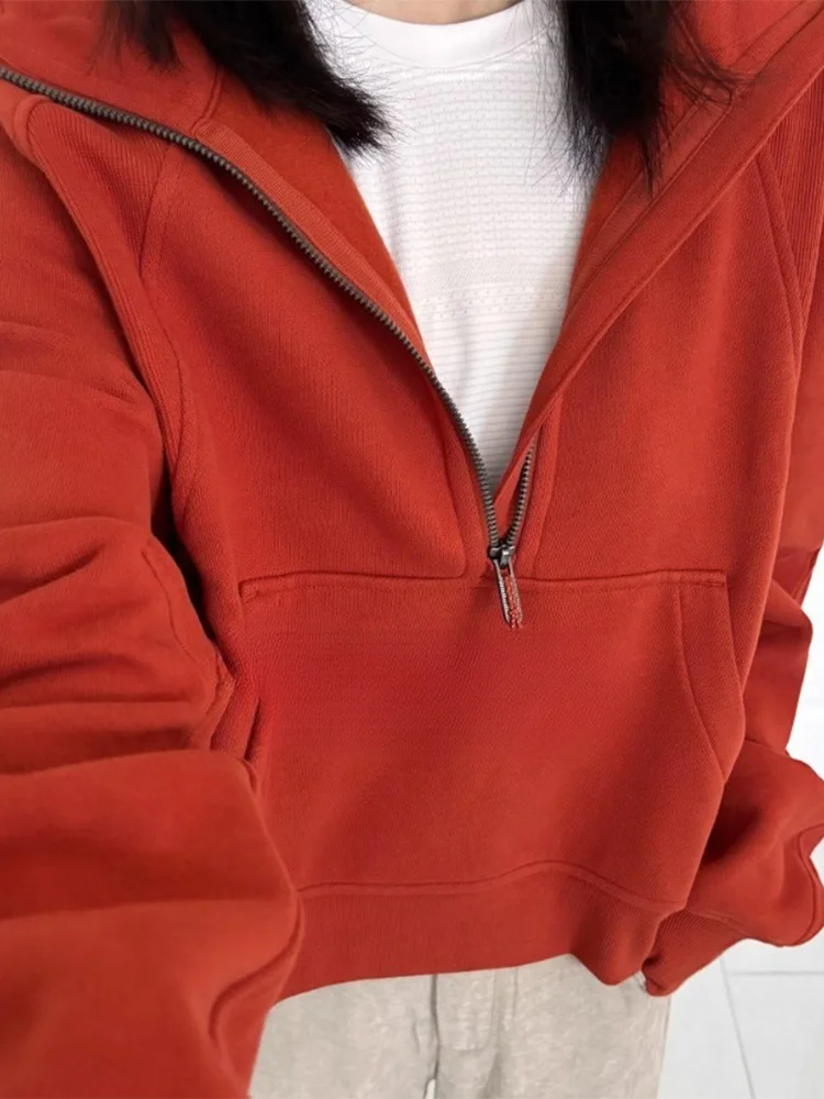 Retro sle casual preguiçoso longo sve hoodie feminino outono inverno solto f zip faionable emagrecimento topo commute sle