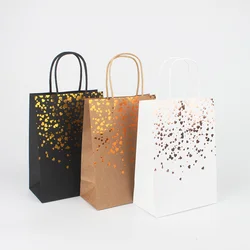 10/50/100pcs Hot stamping hand-held paper bag kraft paper gift candy bag wedding party gift bag candy shopping bag