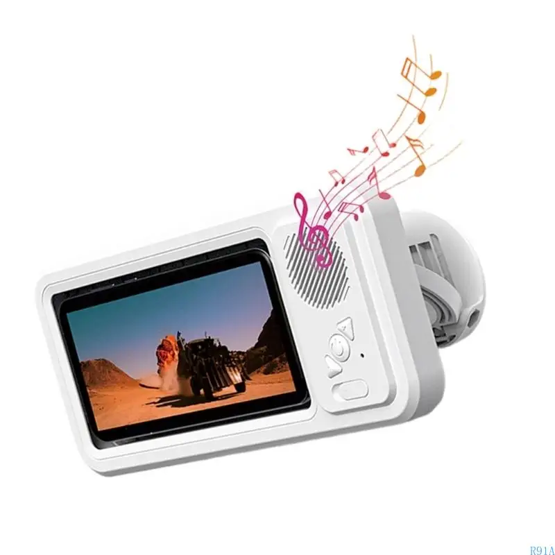 R91A Bathroom Wireless Speaker Phone Holder Stand Case 360°Audios SplashProof Design