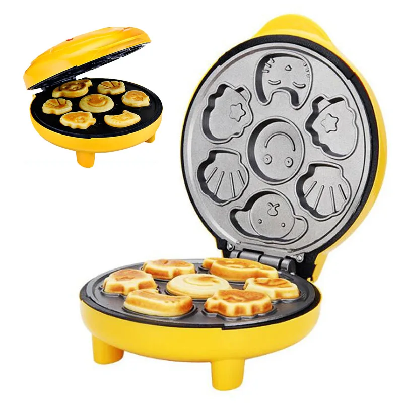 Mini Cartoon dla dzieci automatyczne maszyna do ciasta gofry maszyna do chleba urządzenie śniadaniowe do pieczenia z podwójnym podgrzewanie dwustronne
