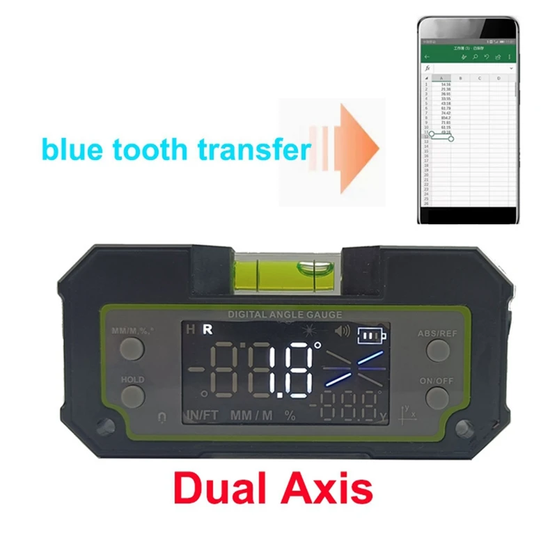 1 Piece Bluetooth Level Inclinometer Dual Axis Digital Protractor Measuring Angle Ruler Black