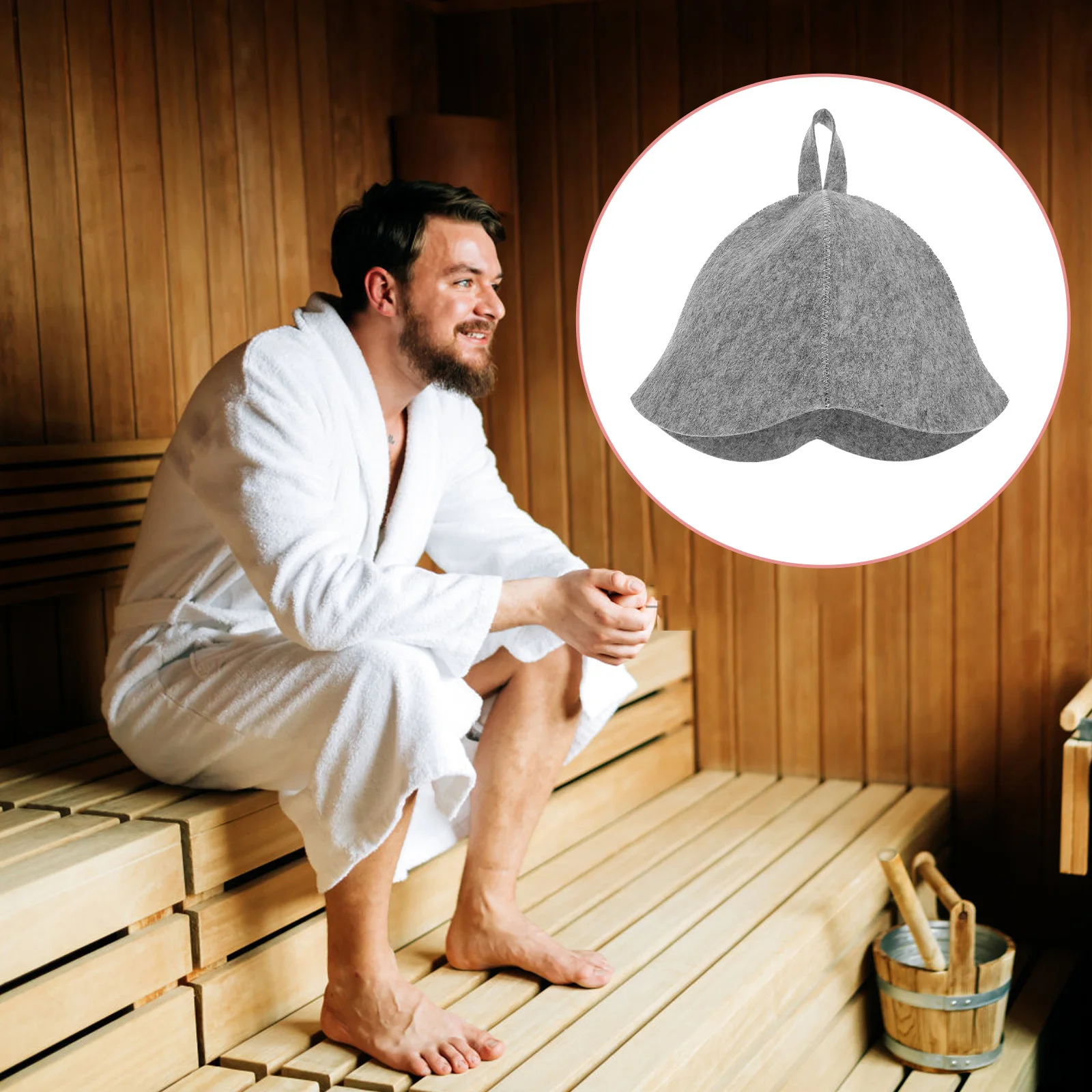 

2Pcs Felt Sauna Hat Thickened Absorbent Thermal Hair Cap Heat Protection Indoor Sauna Accessories Men Women Hair Steam Cap