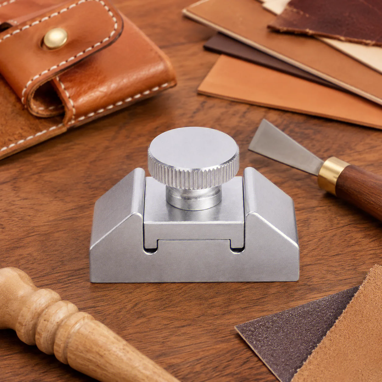 Leather Edge Sanding Holder, Beech Wood Sandpaper Clamp, Handmade DIY Leather Edge Trimming, Burnishing & Polishing Tool
