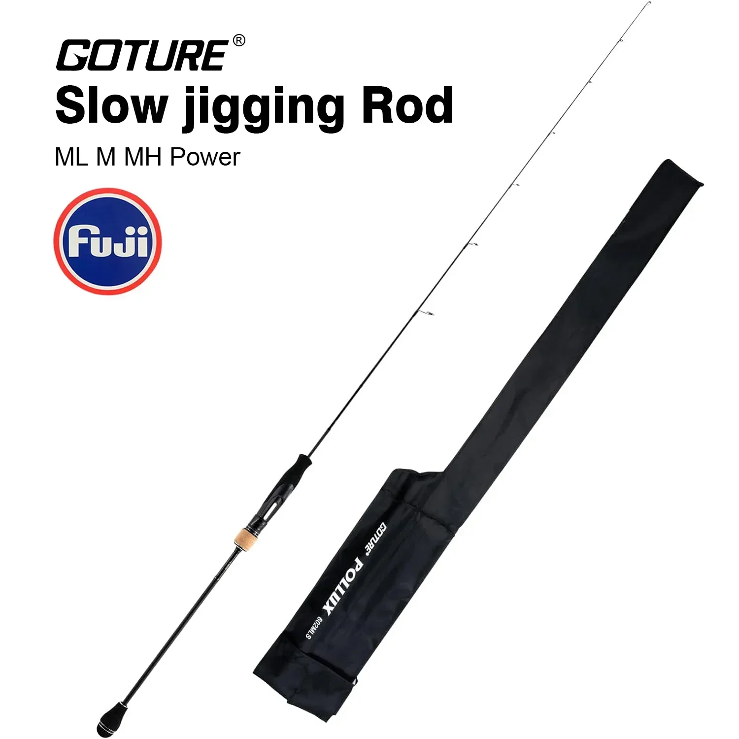 Goture 1.83M/1.98M Fuji Guide Ring Carbon Fiber Ultralight Slow Jigging Rod Saltwater Rod Spinning/Casting Sea Fishing Pole