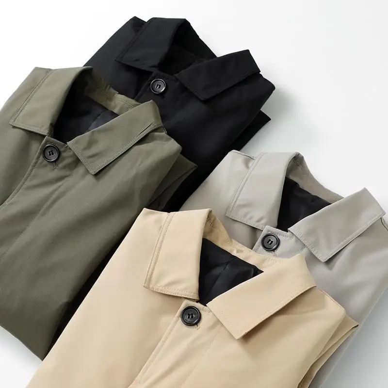 

Мужской плащ средней длины — уличный и повседневный деловой стиль, водостойкий, идеальная деловая мужская одежда на осень/весну