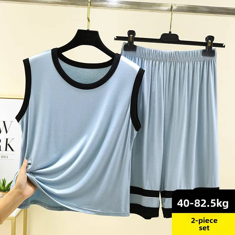

Modal Sleeveless Vest Shorts Set Women Summer Thin Casual Loose Sleepwear Home Clothes Outdoor Wearable Comfortable Suit