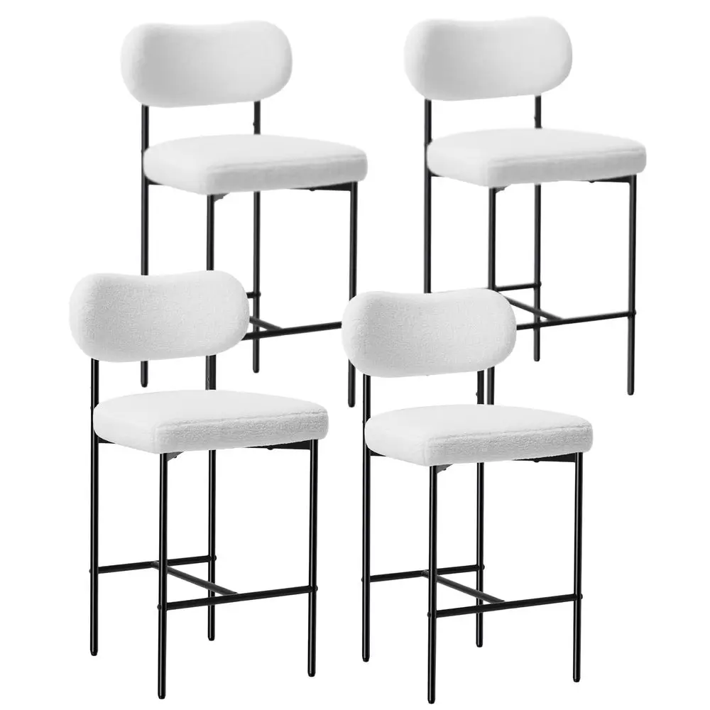 

Набор из 4 барных стульев с высокой спинкой, обитых тканью букле, современные барные стулья с металлическими ножками для кухни