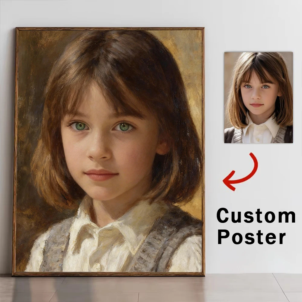 Personaliza tus fotos, pintura al óleo clásica, impresión en lienzo, película de pareja, boda, familia, mascota, póster para sala de estar, decoración del hogar