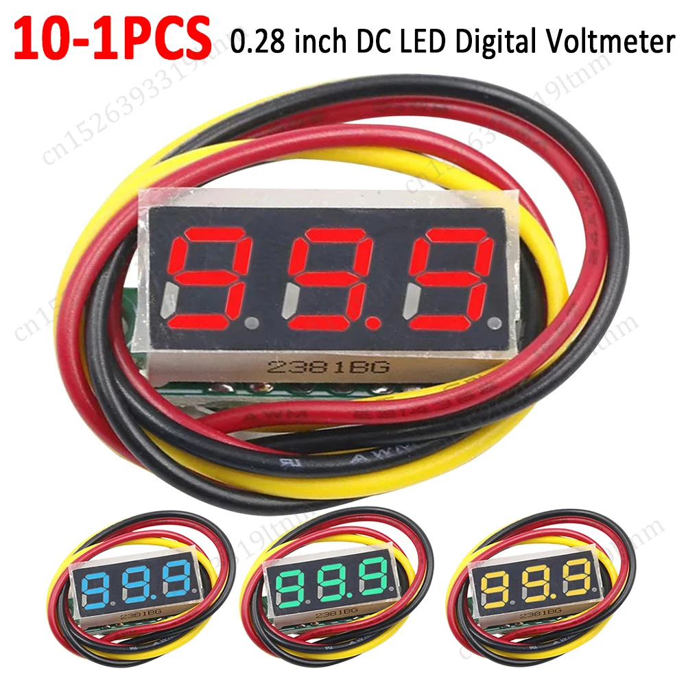 0.28 Cal 3-przewodowy Mini woltomierz prądu stałego ekran LED 0-100V samochodowy powerbank detektor Tester napięcia DC 2.4-40V czerwony zielony