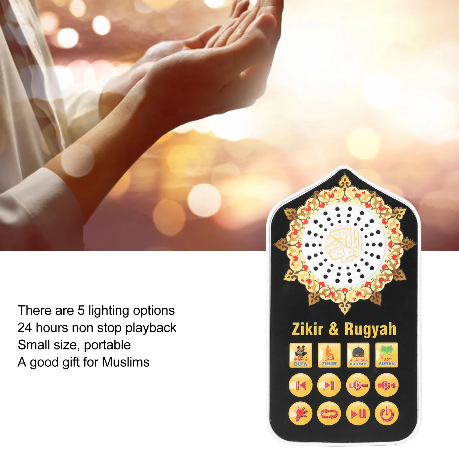 ZK20 Islamic Hymn Audio Speaker Night Light Arabic Quran Audio Player with 140 Scriptures