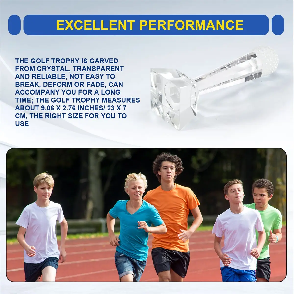doyou 9 x 2.8 Inch Crystal Glass Golf Trophy for Adults Kids Golf Tournament Table Desktop Decor